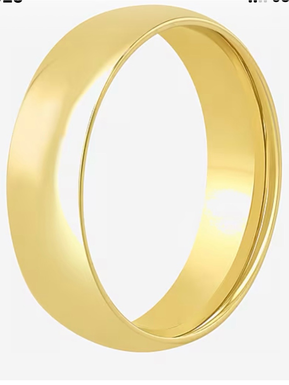 Mens 6MM 14K Gold Over Silver Wedding Band